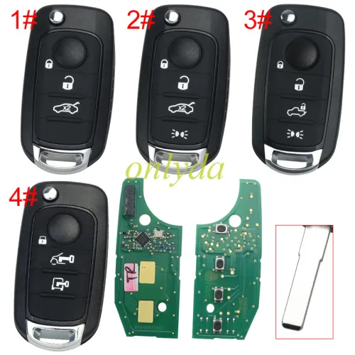 For Fiat 4 button flip remote key with with electronic PCF7938 4A  chip 434mhz  with original PCB and after market keys shell