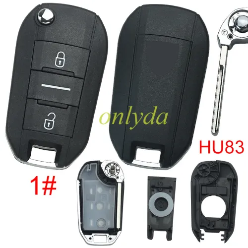 for Peugeot  remote key shell with triangle Peugeot  Badge , blade HU83, pls choose button model
