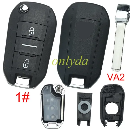 for Peugeot  remote key shell with triangle Peugeot  Badge , blade VA2, pls choose button model