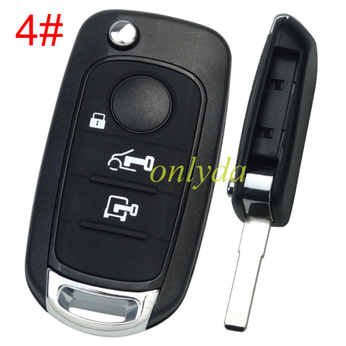 For Fiat 2/3 button flip remote key blank with SIP22 without badge，pls choose button