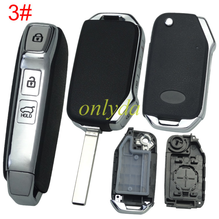 For Kia 3 /3+1 button remote key shell with key blade with badge ， pls choose button
