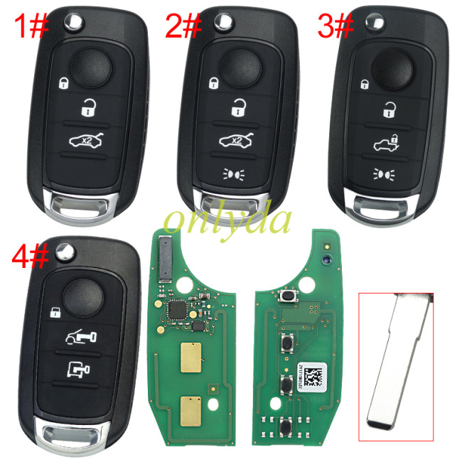 For 2016-2018 Fiat Egea 500X TIPO 4 button flip remote key 434mhz   with  MQB 48 chip Megamos AES 48 & SIP22   Model: I6FA   original PCB + after market keys shell