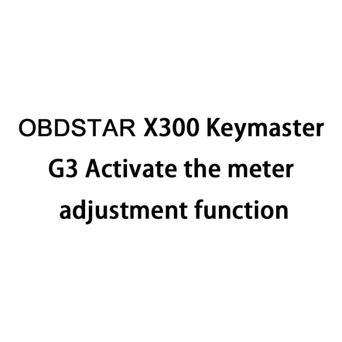 Activate the meter adjustment function for  OBDSTAR X300 Keymaster G3