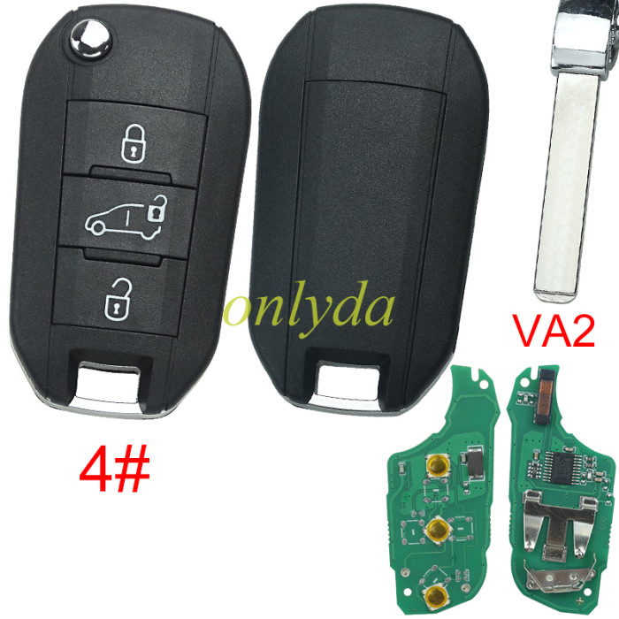For Peugeot  Afatermarket 508 remote key  434MHZ with 46 chip with VA2 blade , pls choose button