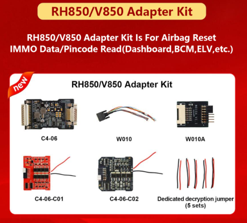 OBDSTAR RH850/V850 Adapter Kit ,  for  All key lost ,Airbag Reset, IMMO Data/Pincode Read, Dashboard, BCM, ELV. All data read is unencrypted, can be used on third party devices
