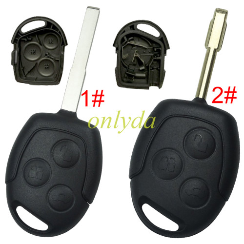 For Ford Mondeo/Focus 3 button  remote key shell (with battery clamp) with badge， pls choose key blade.