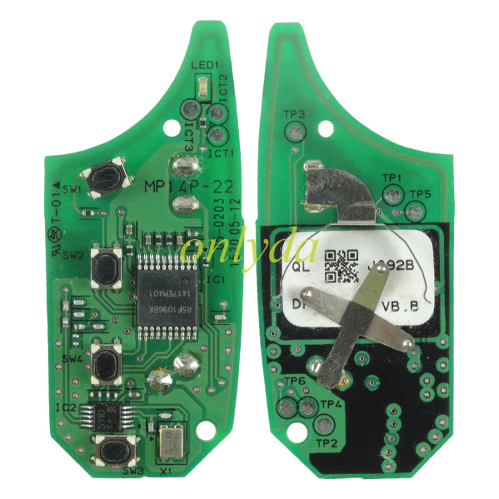 Original Hyundai 3+1 button remote key with 434mhz MP14P-22 95430D9000 J092B