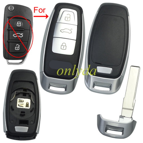 For Audi 3 button modified remote key with badge