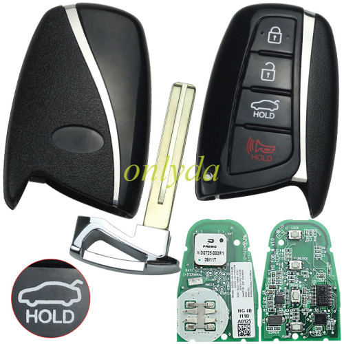 original Hyundai 3+1 button remote key 434mhz with  8A 128 BIT Toyota H chip  Model: Seks-HG11A0B Kcc-CRM-SCK-SEKS-HG11AOB   CMIIT ID:2011DJ4896 Hyundai Azera Grandeur 2012 + Genuine board Smart Key  95440-3V035