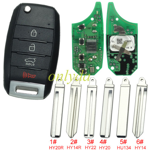 Original Hyundai 3+1 button remote key with 434mhz MP14P-22 95430D9000 J092B