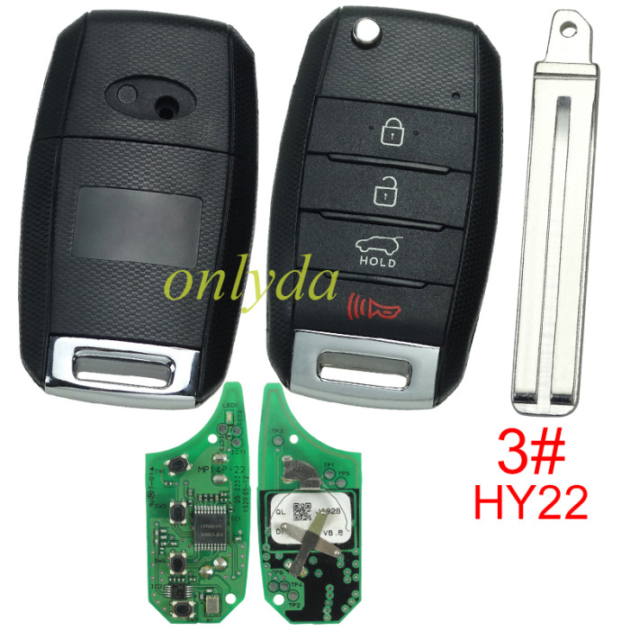 Original Hyundai 3+1 button remote key with 434mhz MP14P-22 95430D9000 J092B