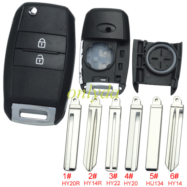 for KIA 2 button flip remote key blank please choose which key blade in your need