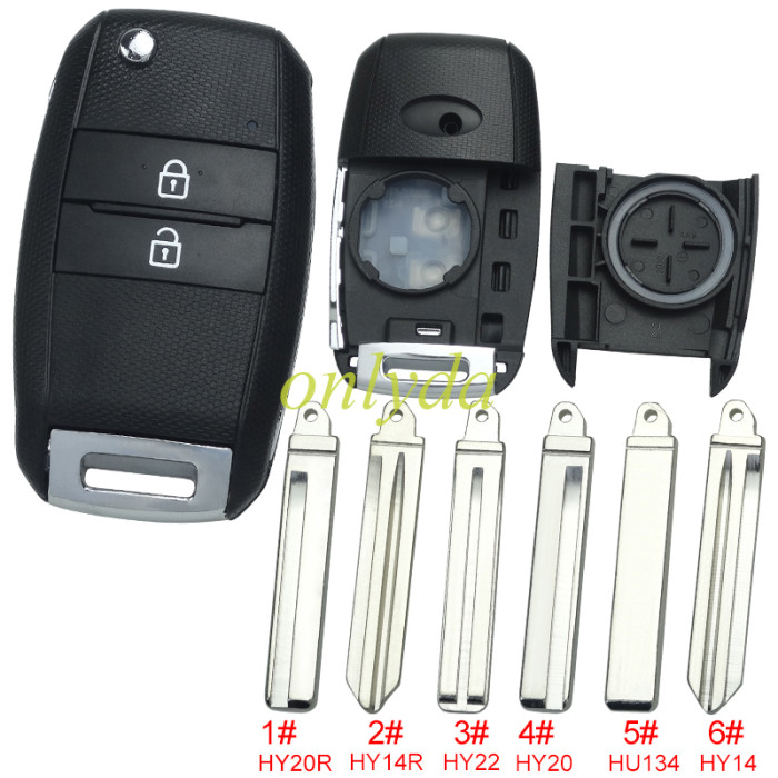 for KIA 2 button flip remote key blank please choose which key blade in your need