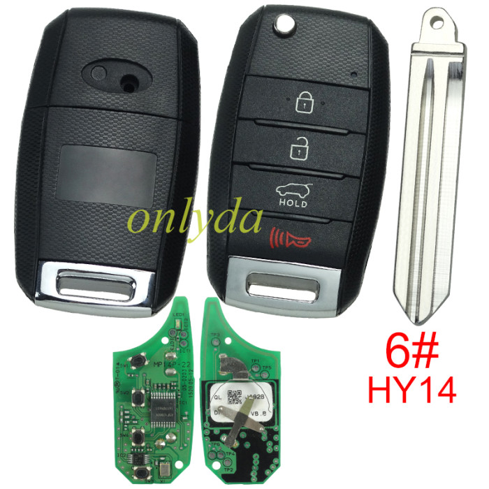 Original Hyundai 3+1 button remote key with 434mhz MP14P-22 95430D9000 J092B