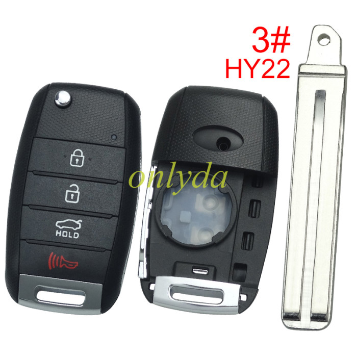 For KIA 3+1 button remote key blank please choose which key blade in your need