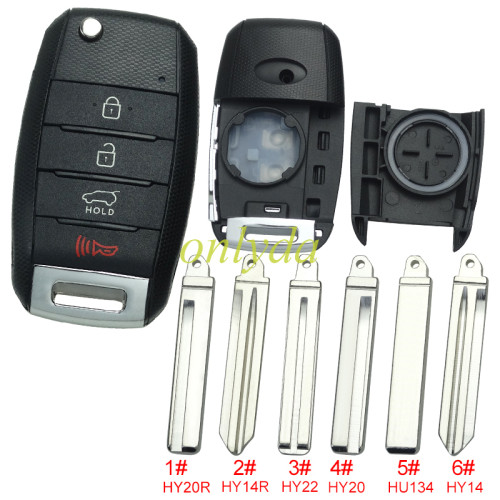For KIA 3+1 button flip remote key blank