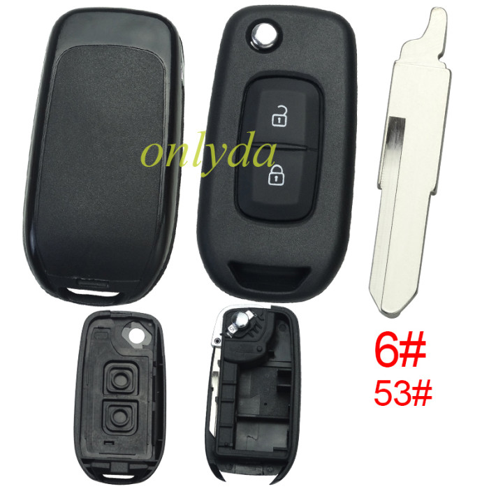 Renault 2 button flip remote key blank, without logo, pls choose blade