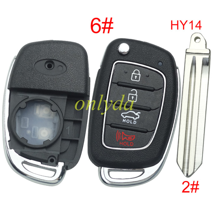 For Hyundai  remote key blank with badge,with HY14 blade,please choose the button