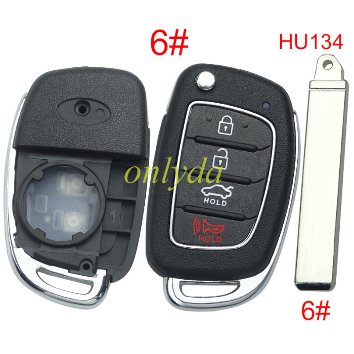 For Hyundai  remote key blank with badge,with HY134 blade,please choose the button