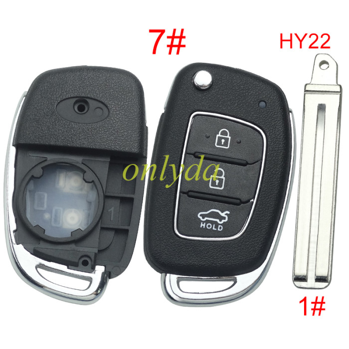 For Hyundai  remote key blank with badge， with HY22  blade,please choose the button