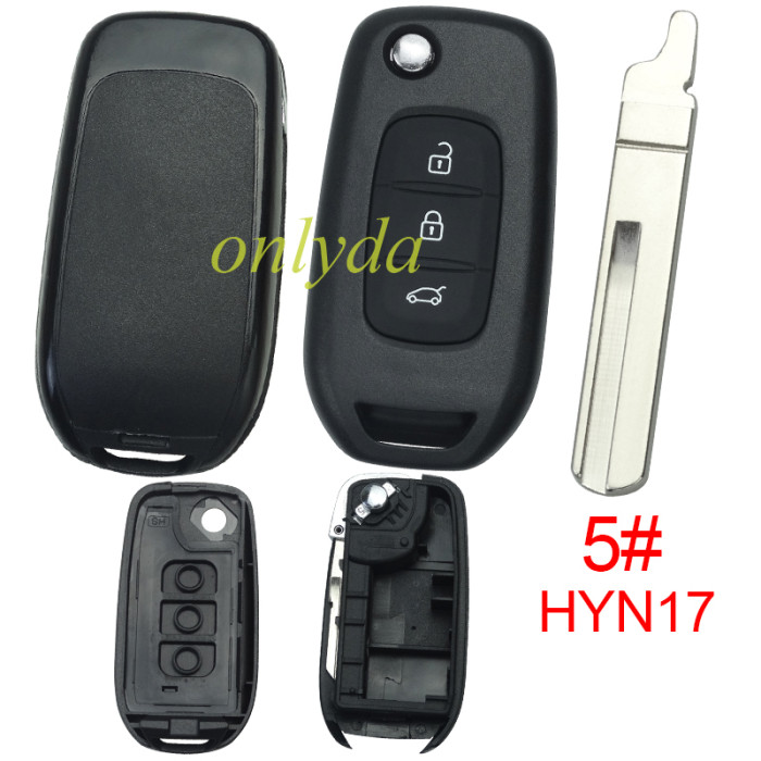 Renault 3 button flip remote key blank, without logo,pls choose blade