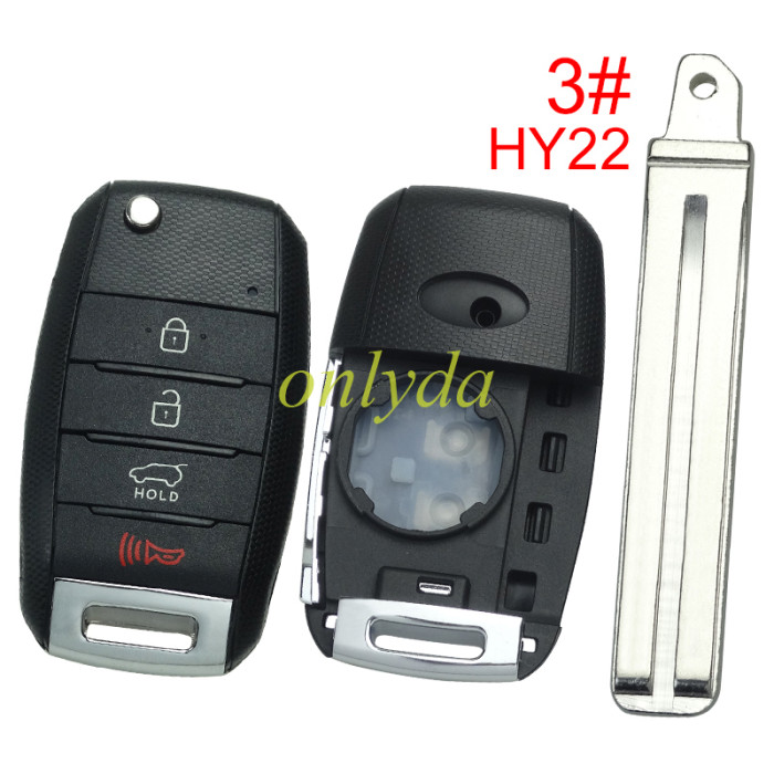 For KIA 3+1 button flip remote key blank