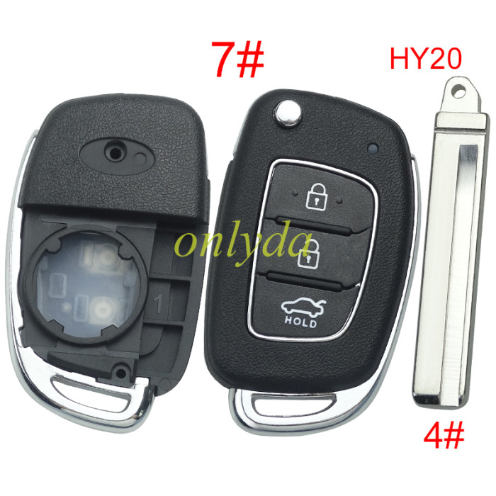 For Hyundai  remote key blank with badge,with HY20 blade,please choose the button
