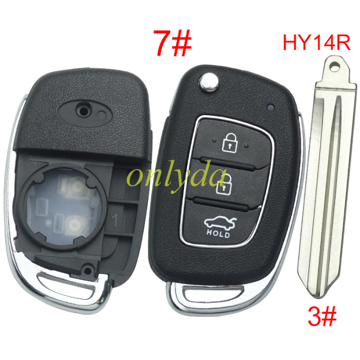 For Hyundai  remote key blank with badge,with HY14R blade,please choose the button