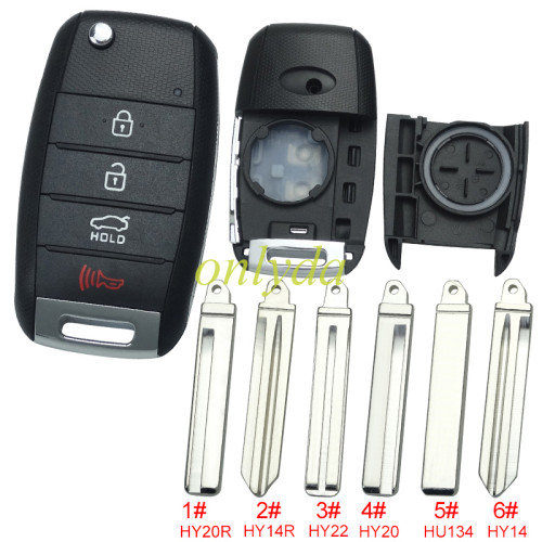 For KIA 3+1 button remote key blank please choose which key blade in your need