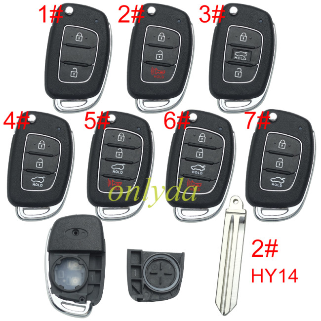 For Hyundai  remote key blank with badge,with HY14 blade,please choose the button