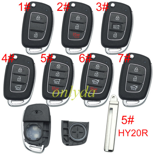 For Hyundai  remote key blank with badge,with HY20R blade,please choose the button