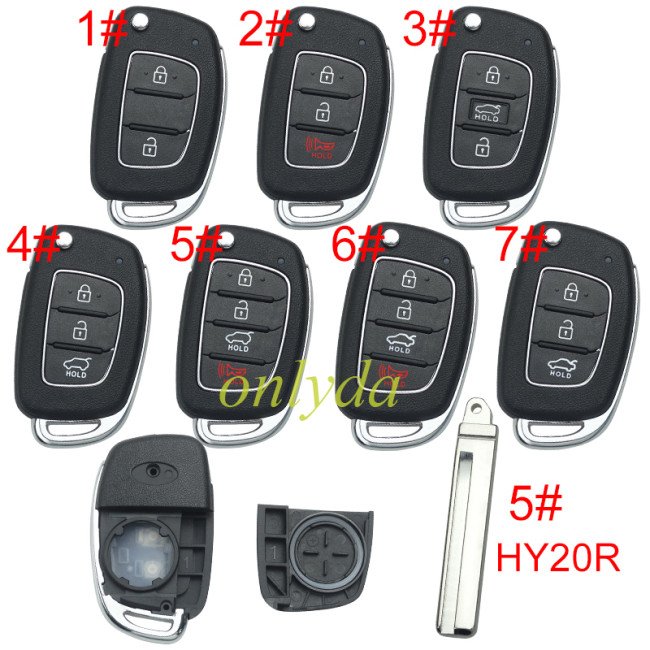 For Hyundai  remote key blank with badge,with HY20R blade,please choose the button