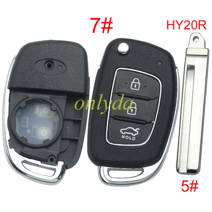 For Hyundai  remote key blank with badge,with HY20R blade,please choose the button