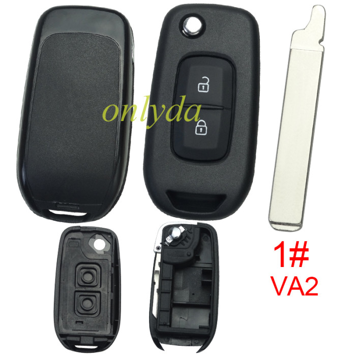 Renault 2 button flip remote key blank, without logo, pls choose blade