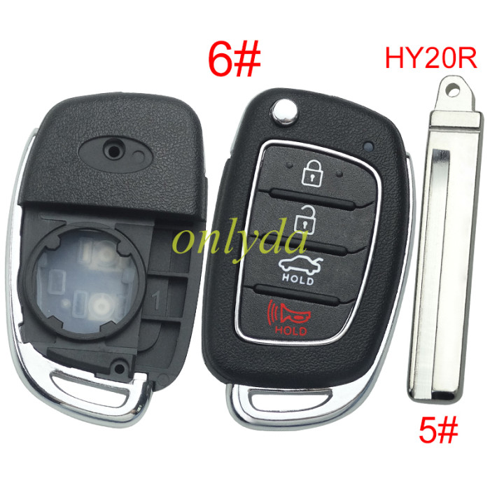 For Hyundai  remote key blank with badge,with HY20R blade,please choose the button