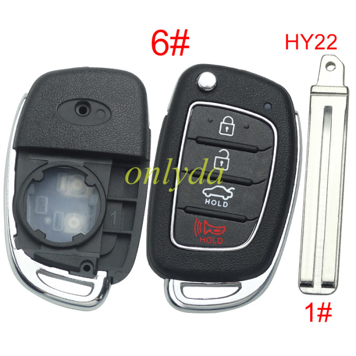 For Hyundai  remote key blank with badge， with HY22  blade,please choose the button