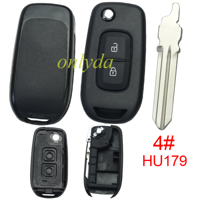 Renault 2 button flip remote key blank, without logo, pls choose blade
