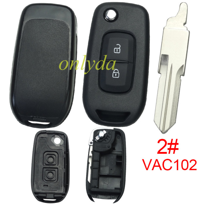 Renault 2 button flip remote key blank, without logo, pls choose blade