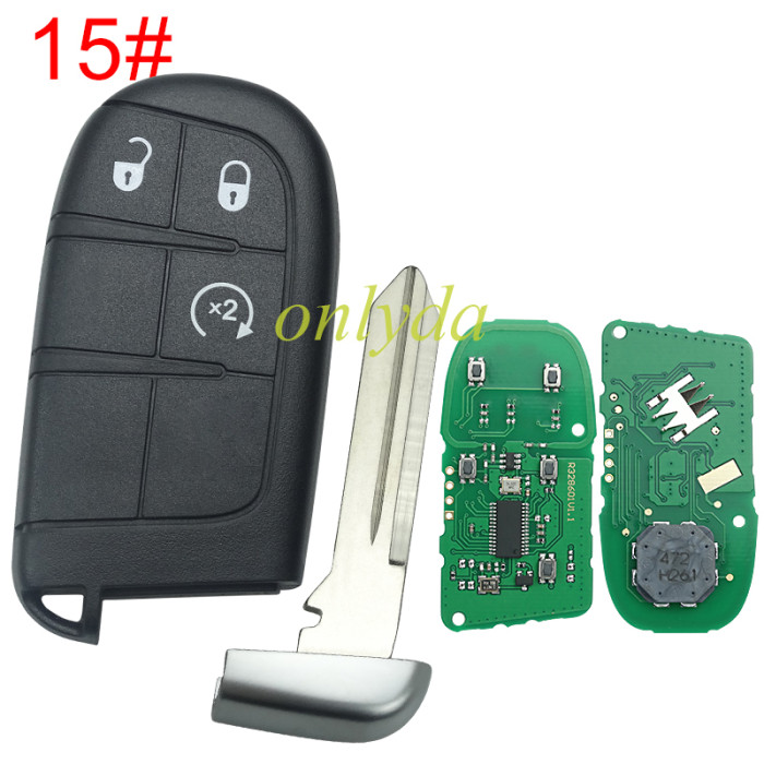 For Chrysler Grand Cherokee keyless  remote key with 434mhz with PCF7945/7953   HITAG2 chip with 2/2+1/3/3+1/4+1 button key shell , please choose