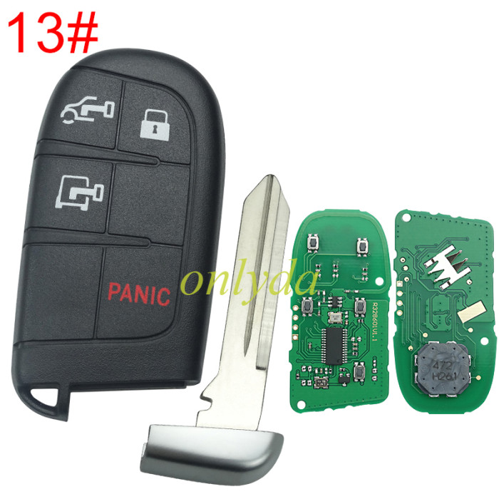 For Chrysler Grand Cherokee keyless  remote key with 434mhz with PCF7945/7953   HITAG2 chip with 2/2+1/3/3+1/4+1 button key shell , please choose