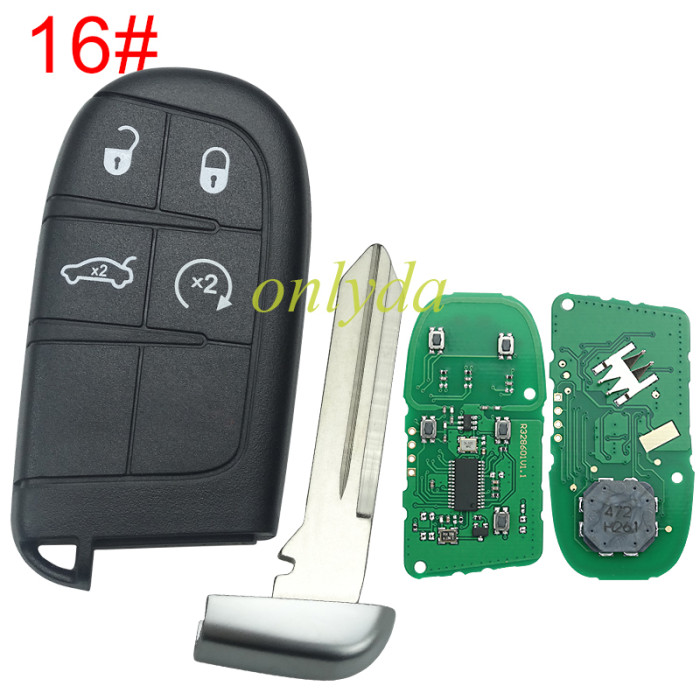 For Chrysler Grand Cherokee keyless  remote key with 434mhz with PCF7945/7953   HITAG2 chip with 2/2+1/3/3+1/4+1 button key shell , please choose