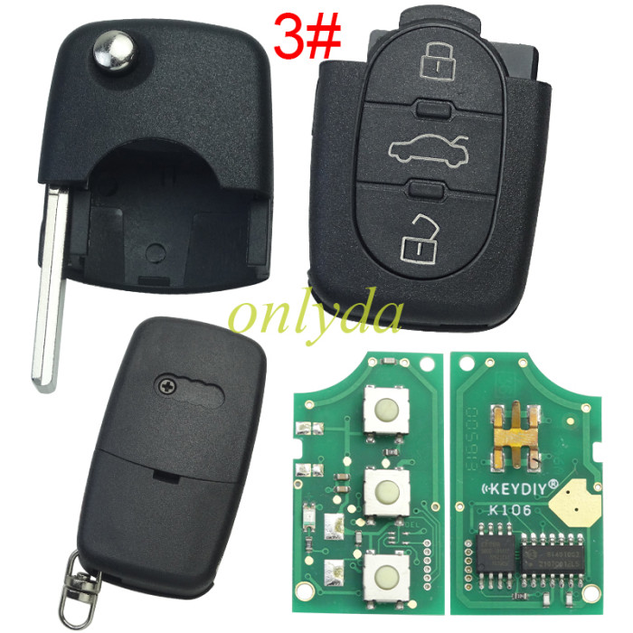 For Audi 3 button remote key for Audi A4 ,A2 filp remotekey 433.92MHZ ASK PN:8Z0837231D Compatible Audi A4/S4/RS4 2002- 2004 year Audi A2 2002-2006 year 8Z0837231D