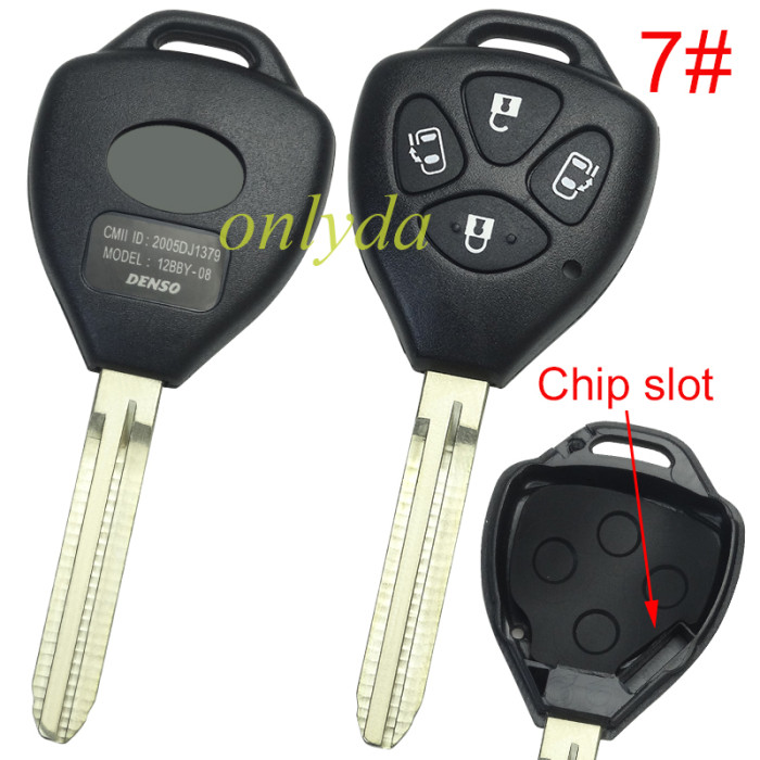 For Toyota remote key shell with Toy43 blade with original toyota badge, pls choose the button