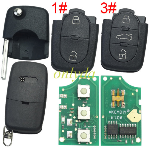 For Audi 3 button remote key for Audi A4 ,A2 filp remotekey 433.92MHZ ASK PN:8Z0837231D Compatible Audi A4/S4/RS4 2002- 2004 year Audi A2 2002-2006 year 8Z0837231D