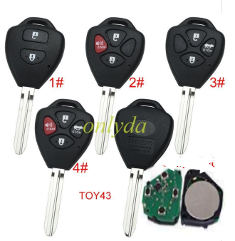 FOR Toyota Remote Key   for Hilux  and Yaris 433MHz,4D67 chip, Pls choose model