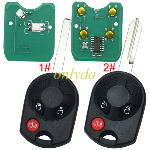 For Ford 3 button remote key with 315mhz/433MHZ changeable for  2012-2014 Ford C-Max Escape Focus Transit  CHIP ID : 4D63 80 BIT CHIP-019D FCC ID : OUCD6000022