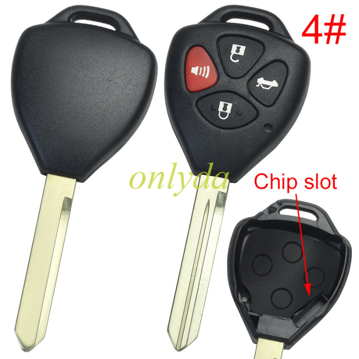For Toyota  remote key shell with Toy47 blade without badge , pls choose button model