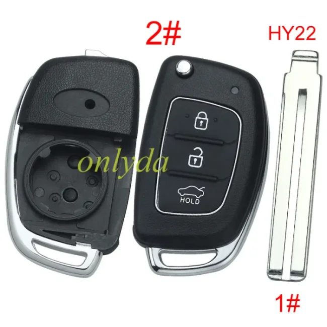[EU warehouse] free shipping 10pcs/unit, For Hyundai 3 button replacement key shell with blade HY22
