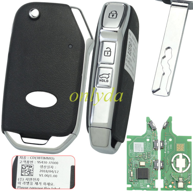 OEM Kia CEED 3 Button Flip Remote key with DST AES 8A  Transponder  TRPWS21 H chip 433mhz  95430-J7000 for kia ceed 2018+ 95430J7000 Frequency: 433Mhz blade (cutted)