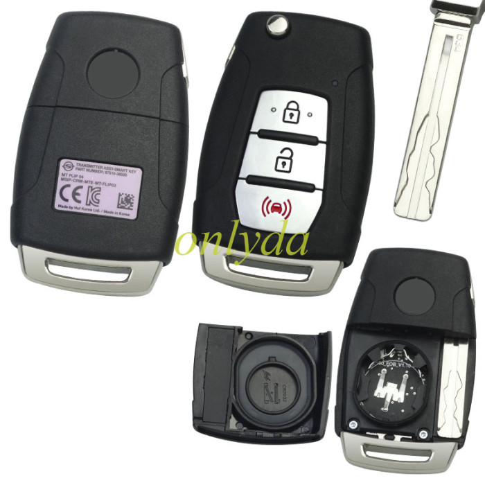 ORIGINAL Key for SsangYong 2+1 button remote key8751036000 with 433MHZ Model:MT FLIP 04 MSIP-CRM-MTE-MT-FLIP03 PN:87510-36000 blade cutted 192103E2